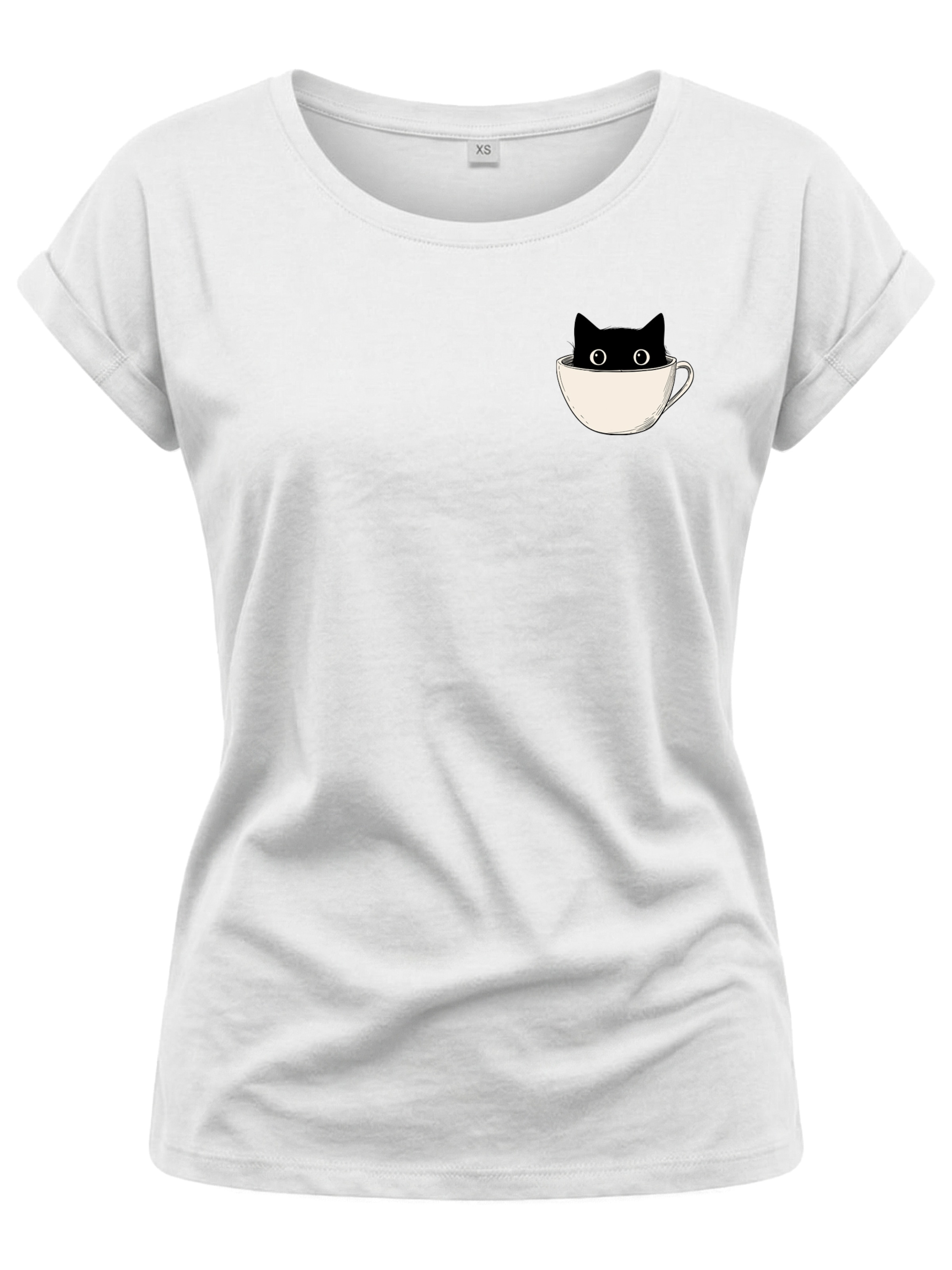 MAKAYA Shirt 'Cup Cat' in White: front
