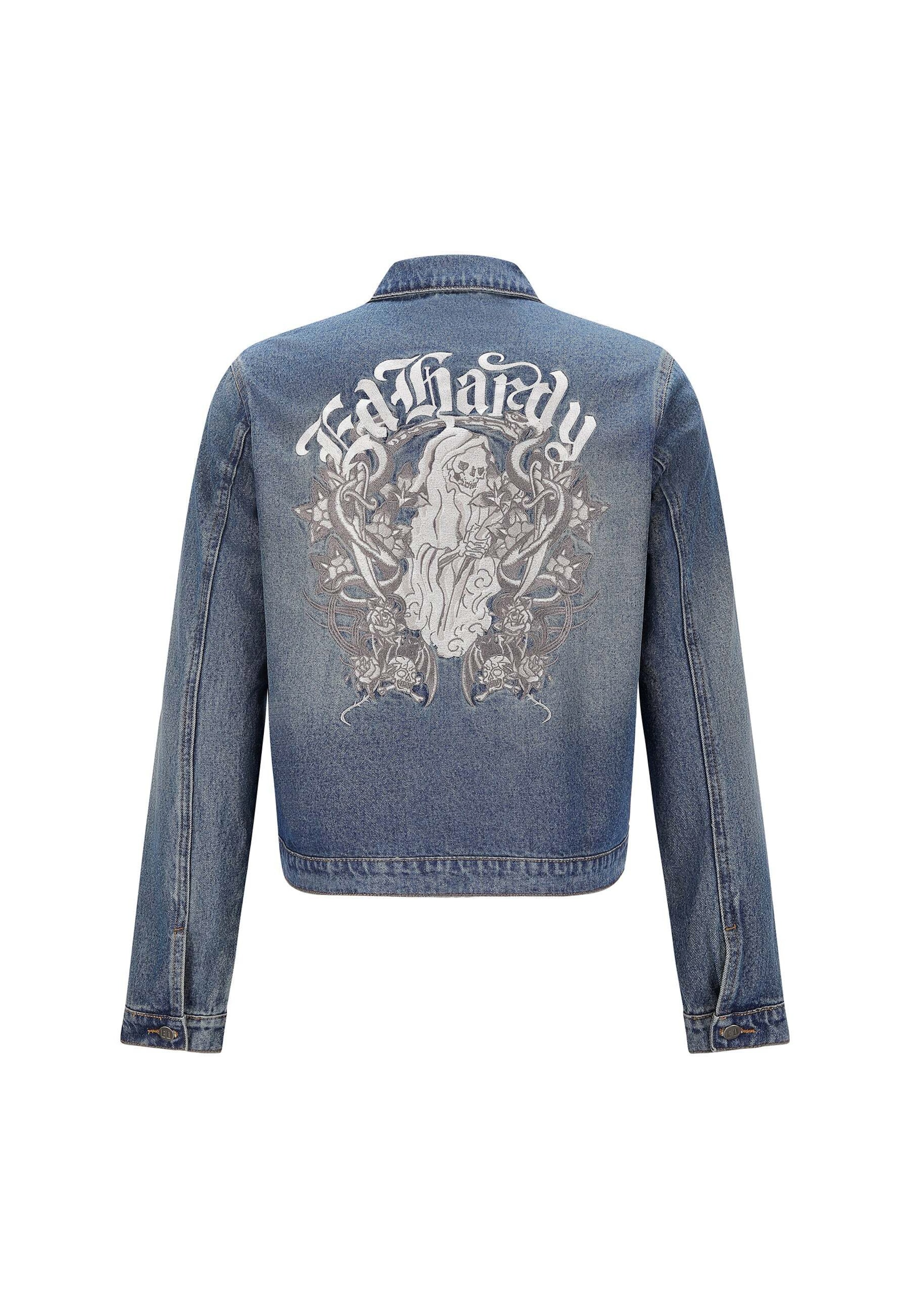 Ed Hardy Övergångsjacka 'Flammender Schädel' i blå