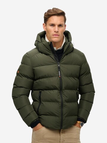 Superdry Winterjas 'Hooded Sports Puffer Jacket SDM5011905A' in Groen