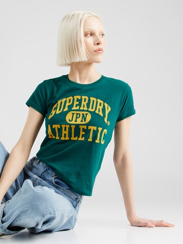 Tricou 'VARSITY' de la Superdry pe verde: față