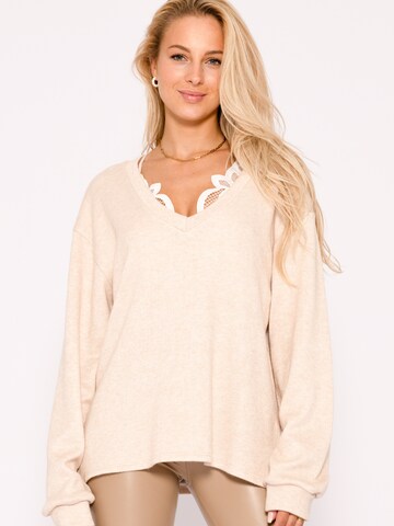 SASSYCLASSY Oversized Sweater in Beige: front