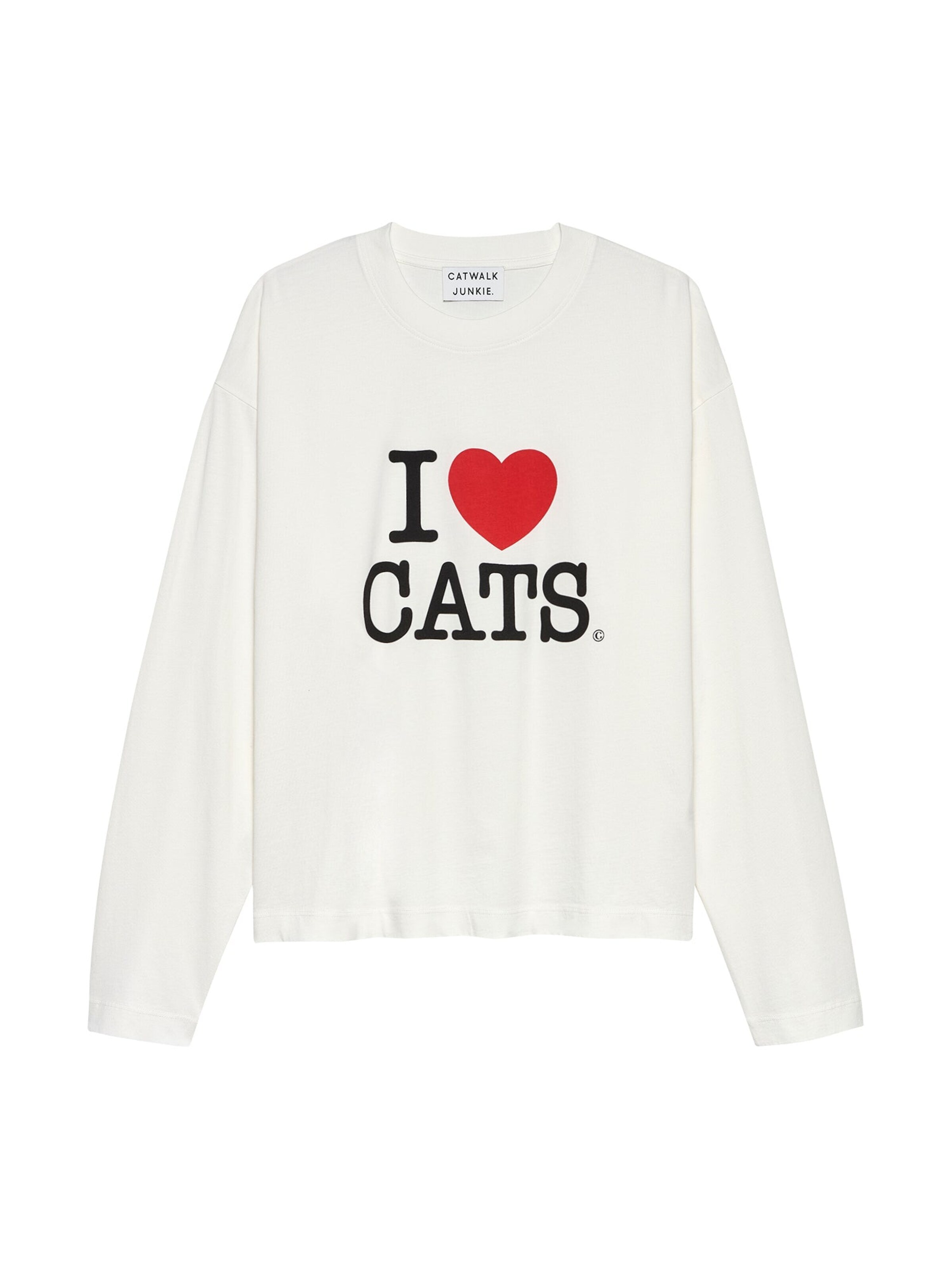 Marvé Amsterdam Shirt 'I Love Cats' in Wit: voorkant