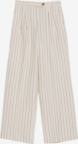 Bershka Wide leg Trousers in Beige: front