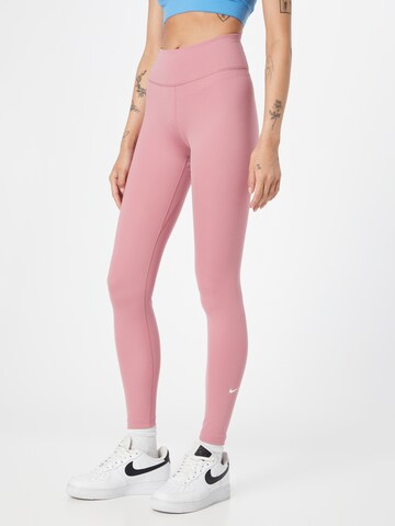 NIKE Skinny Sportbroek 'One' in Roze: voorkant