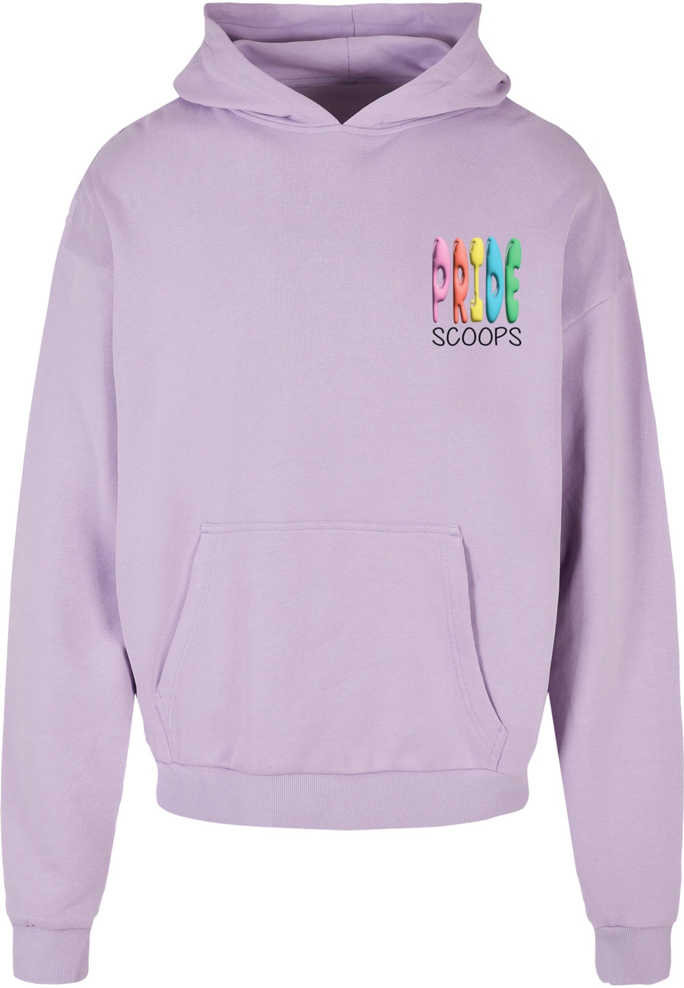 Merchcode Sweatshirt 'Pride Scoops' in Lila: Vorderseite