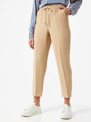 River Island Regular Pressveckad byxa i beige: framsida