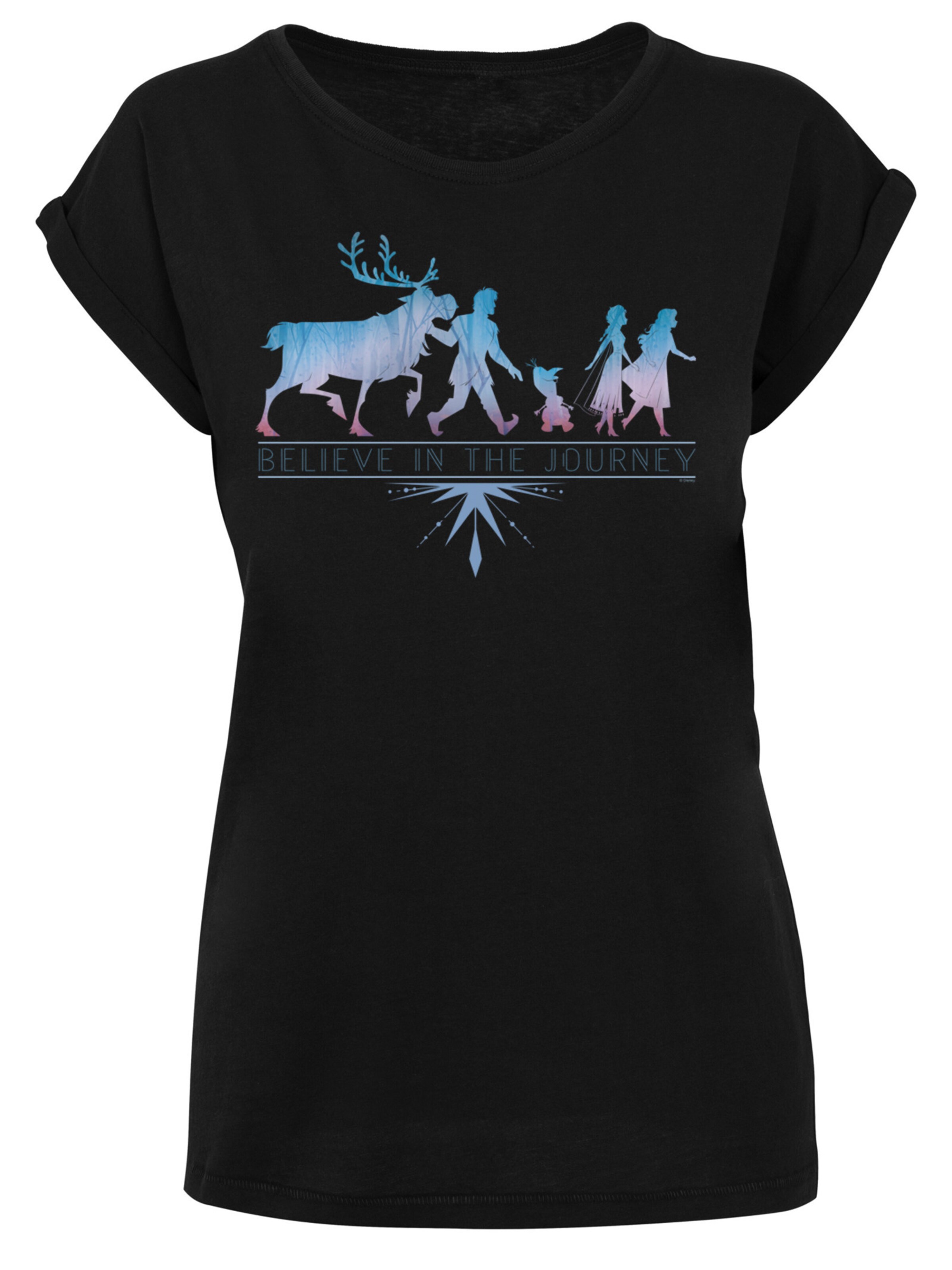 F4NT4STIC Shirt 'Disney Frozen 2 Believe In The Journey Silhouette' in Black: front