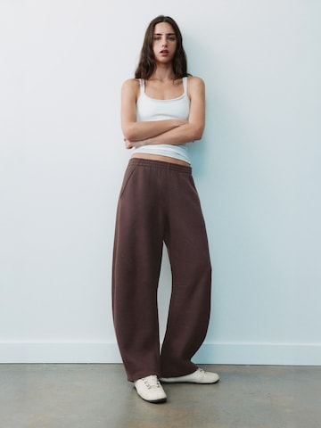 Pull&Bear Wide leg Broek in Bruin