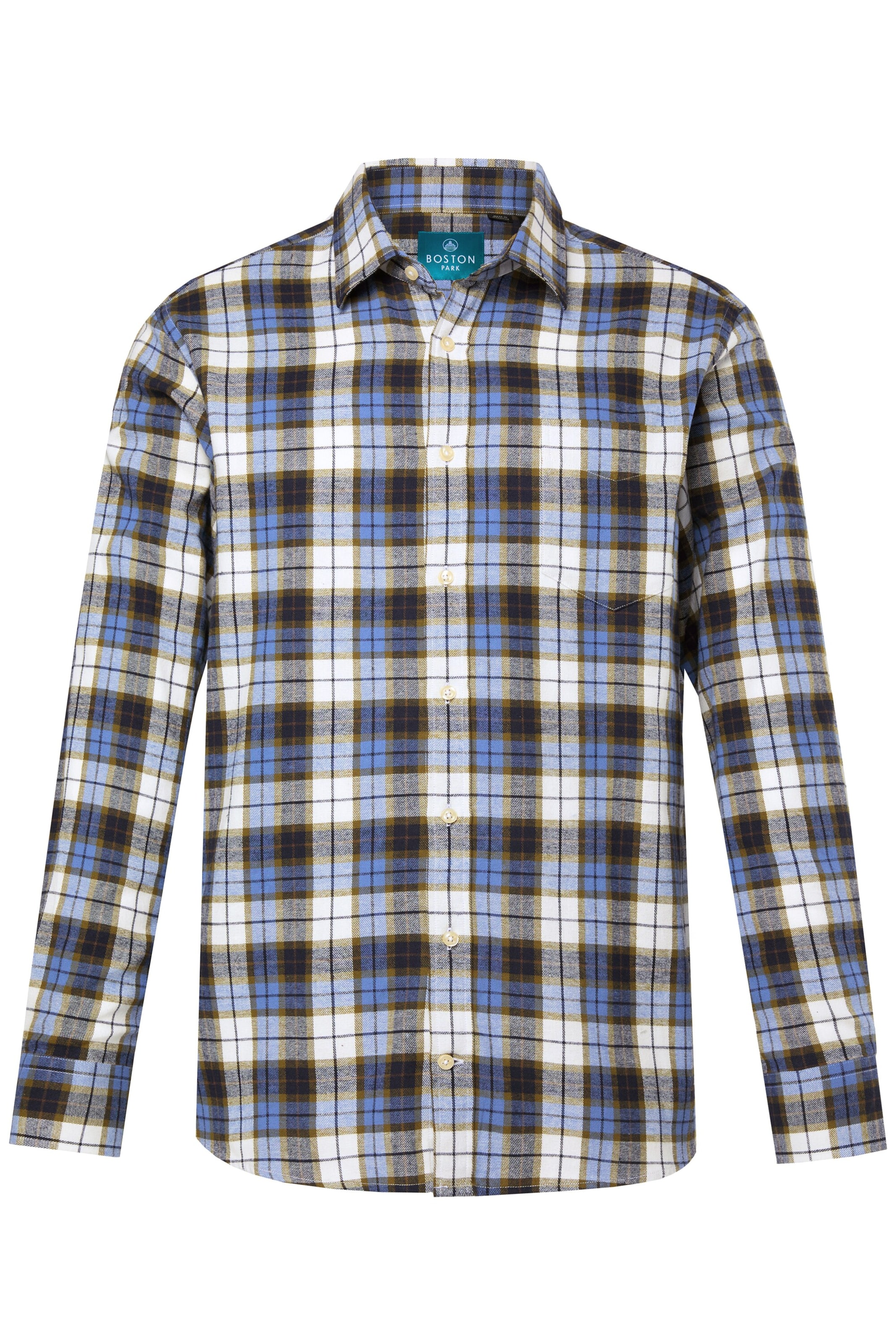 Boston Park Regular fit Overhemd in Blauw: voorkant