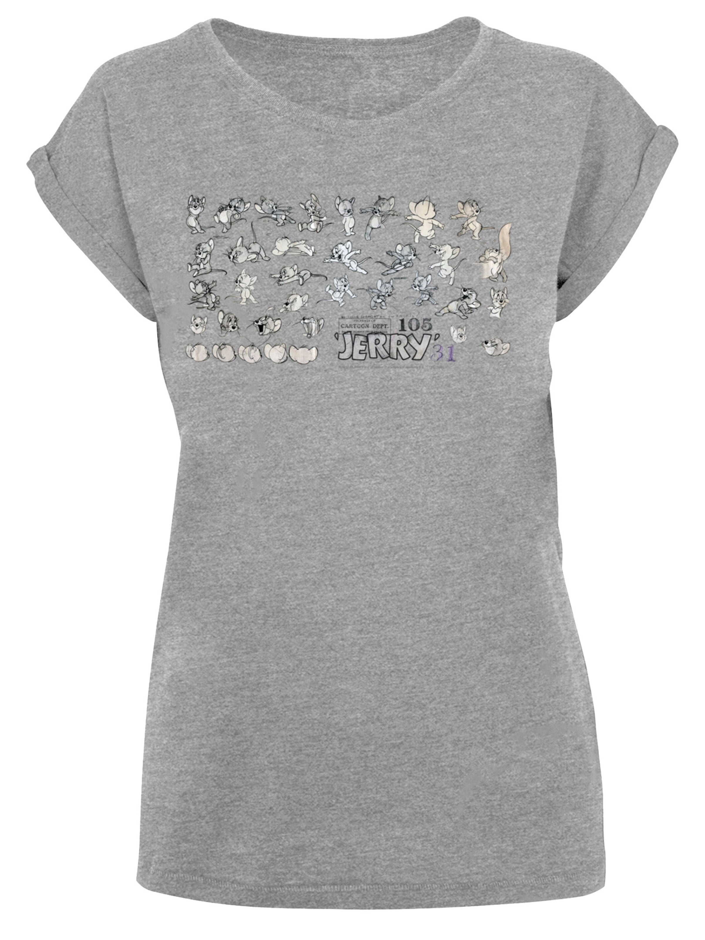F4NT4STIC Shirt 'Tom And Jerry Cartoon Dept Jerry' in Grijs: voorkant