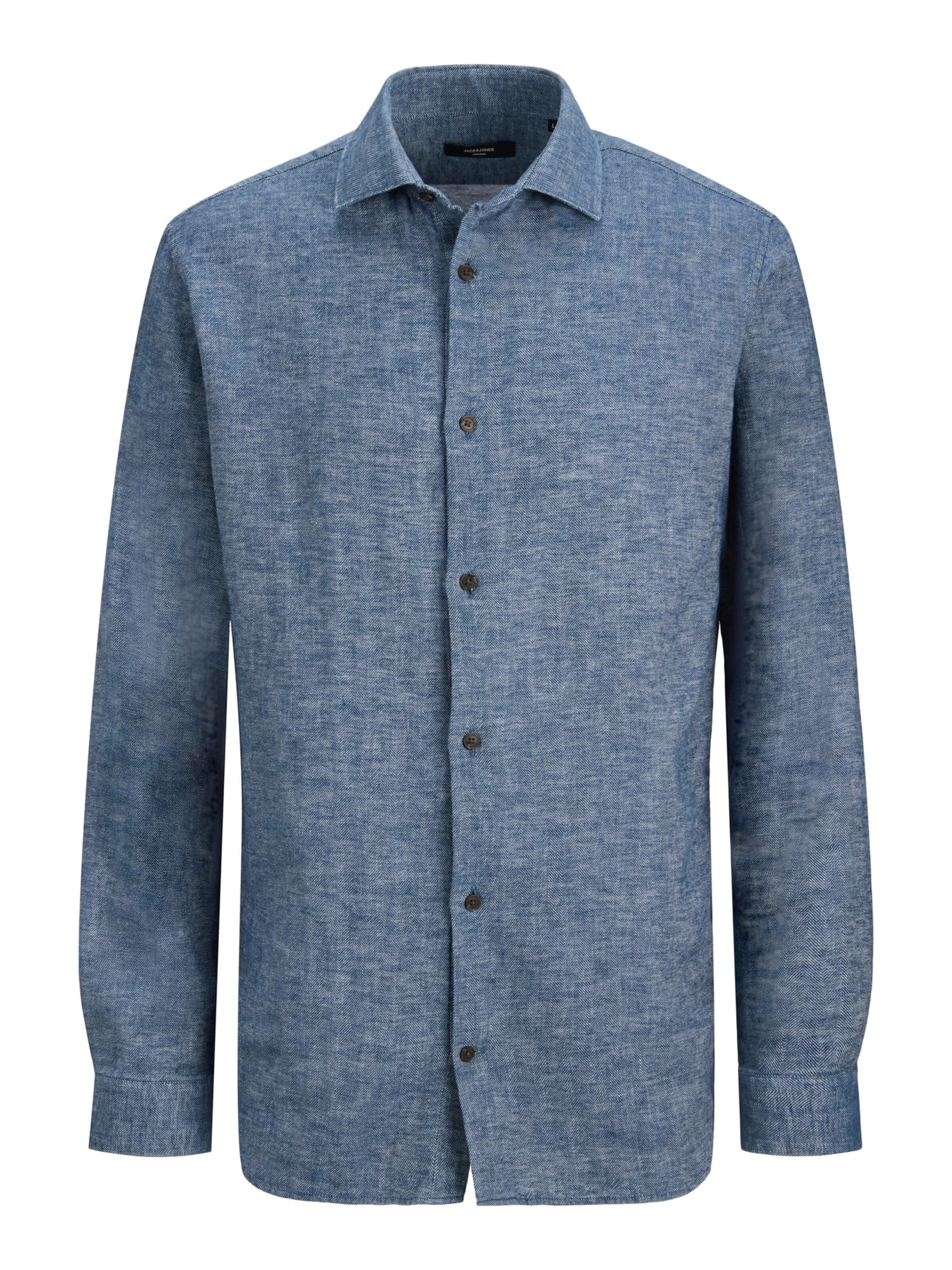 JACK & JONES Comfort fit Button Up Shirt 'Blaparker' in Blue: front