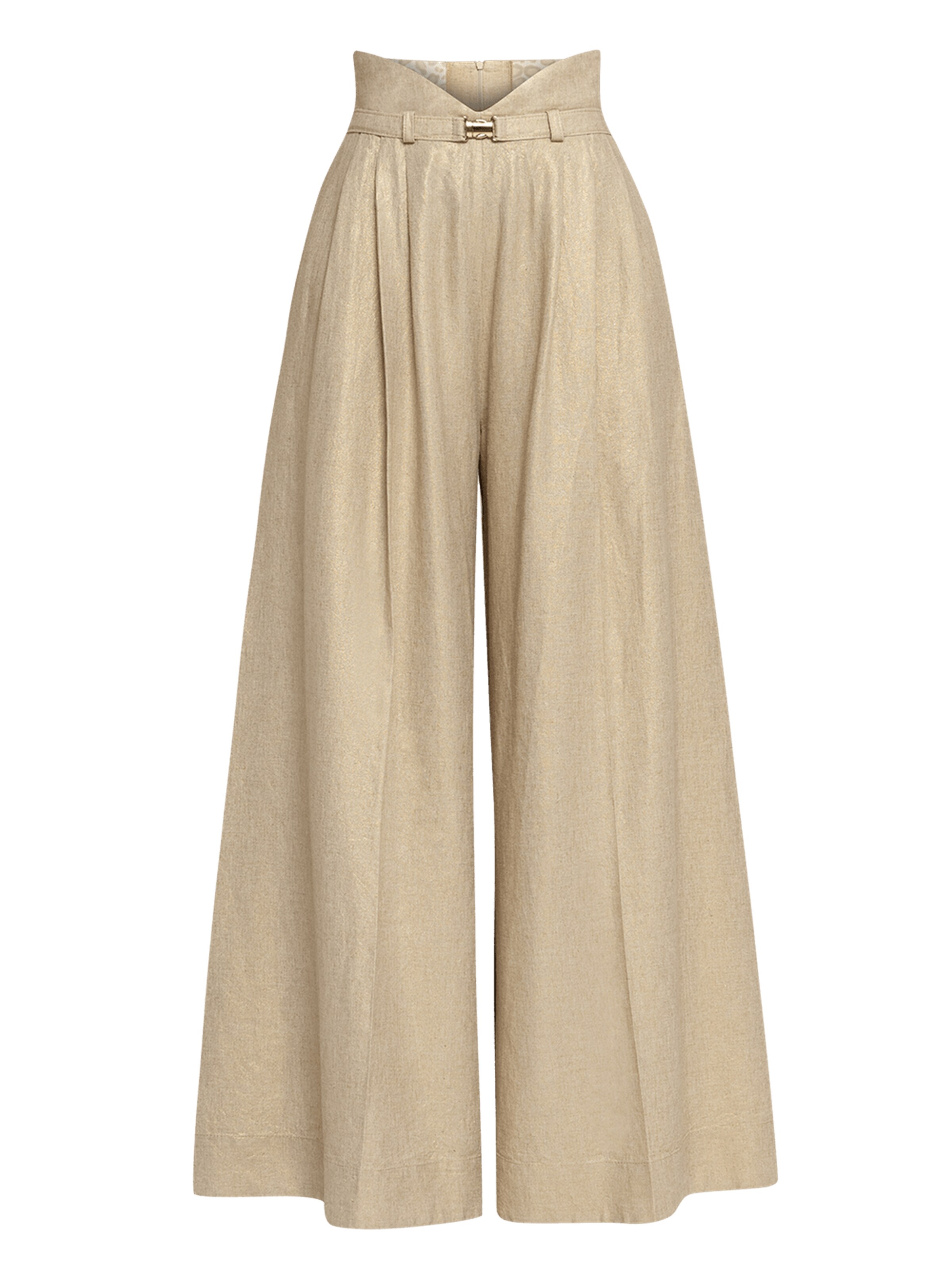 JIORO Wide Leg Hose 'ESSENTIALS'‌‌‌‌‌‌‌‌‌ in Beige: Vorderseite