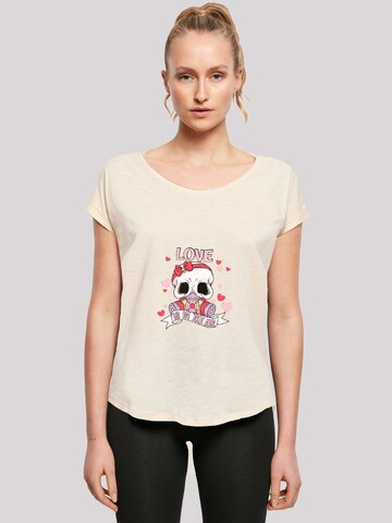 T-shirt 'Anti Valentinstag LOVE is in the air' F4NT4STIC en beige : devant
