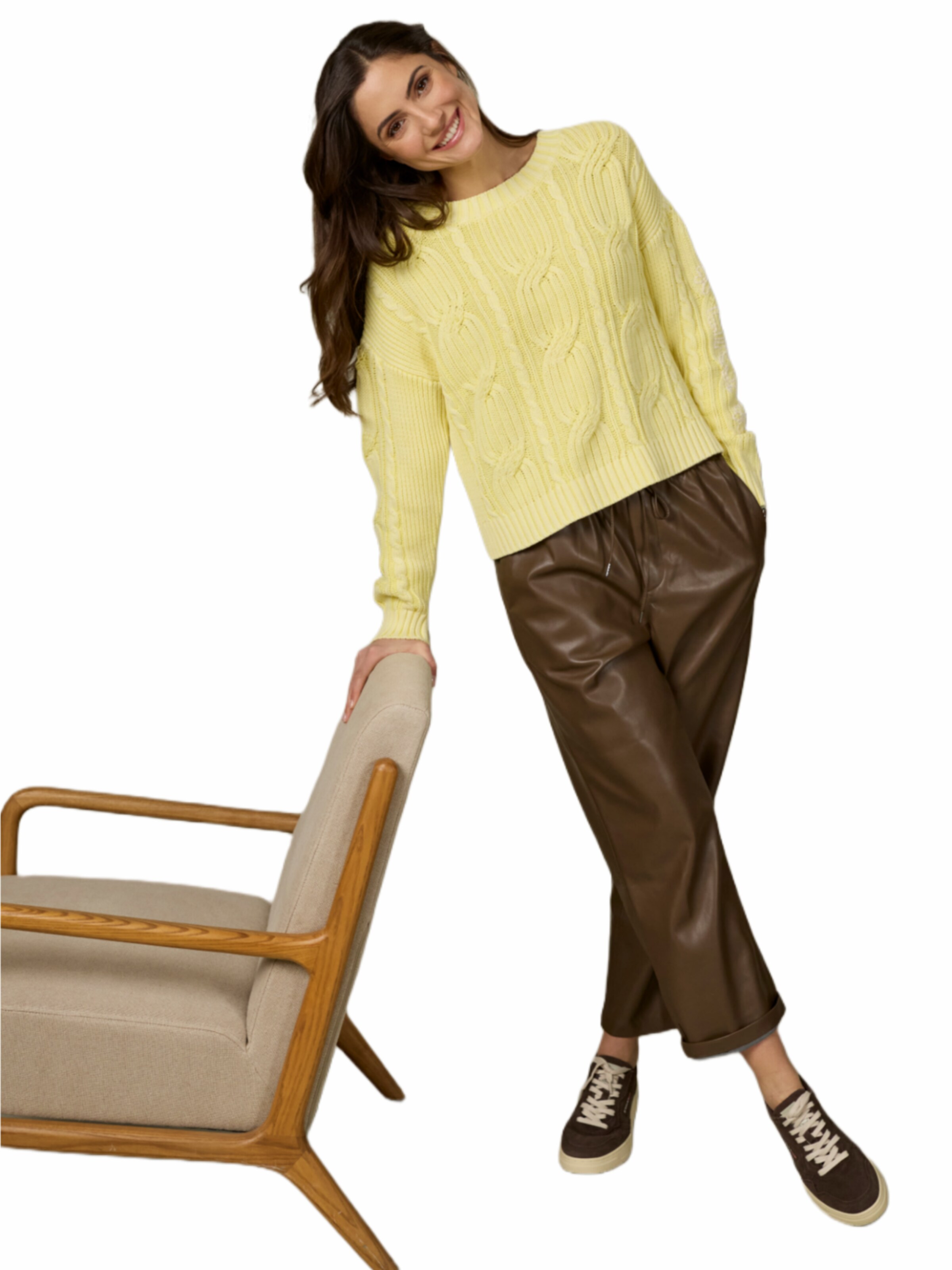 LIKS. Munich Sweater 'Pullover Zopfmuster' in Yellow