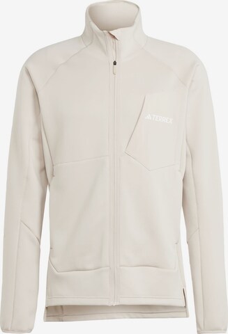 Veste en polaire fonctionnelle 'Xperior Medium Fleece ' ADIDAS TERREX en beige : devant