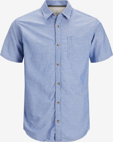 Jack & Jones Plus Button Up Shirt in Blue: front