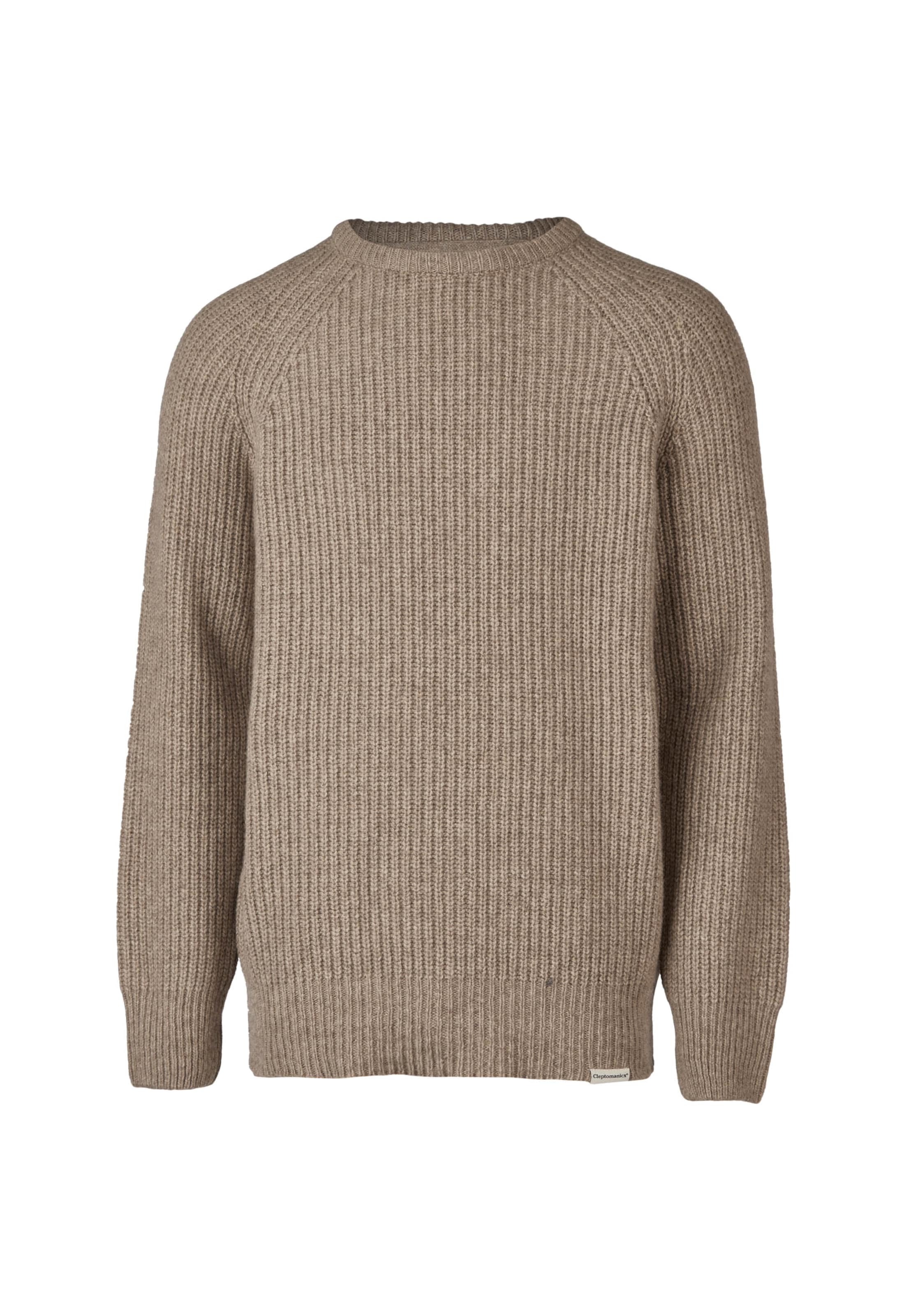 Cleptomanicx Pullover 'Crewneck Ribber' in Beige: Vorderseite