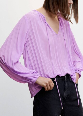 MANGO Blouse 'Plis' in Lila