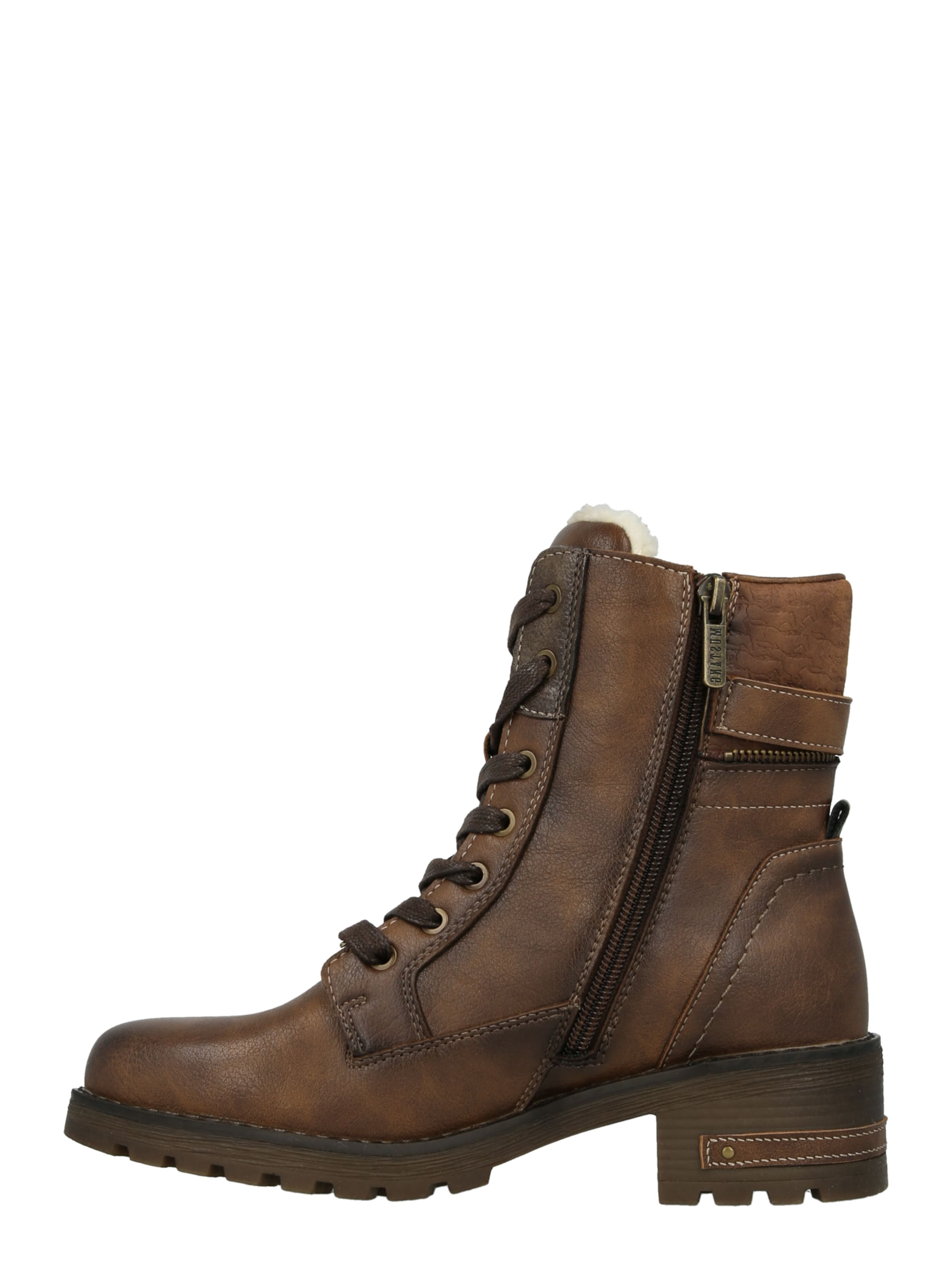 MUSTANG Šněrovací kozačky 'Haukea' – hnědá