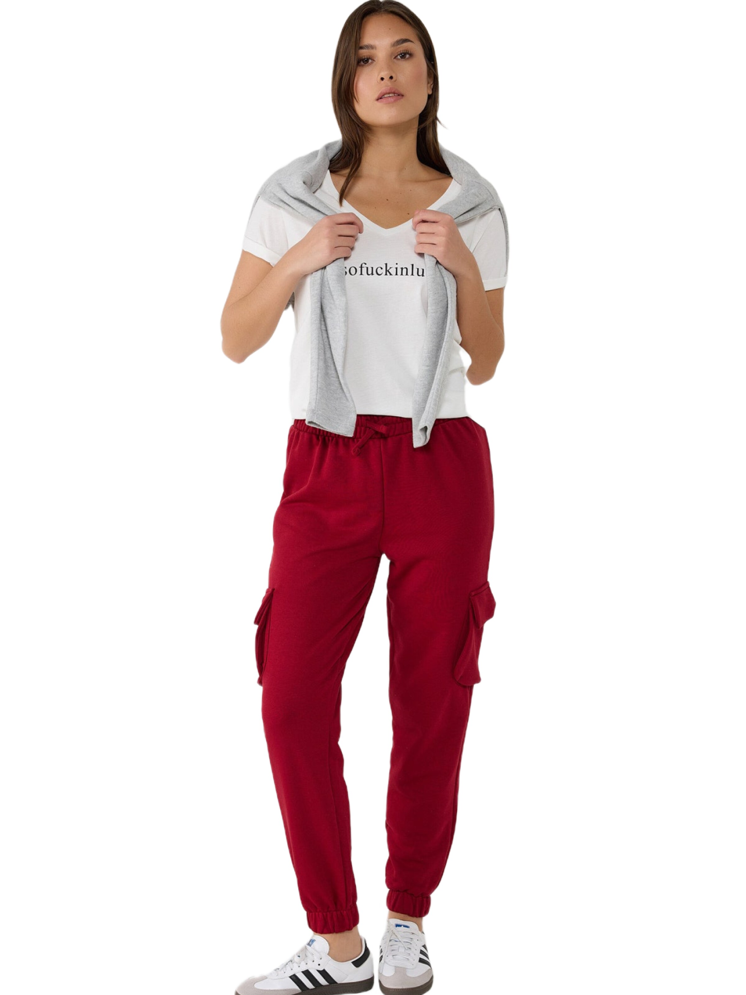 No Matter What Tapered Cargo trousers in Red: front