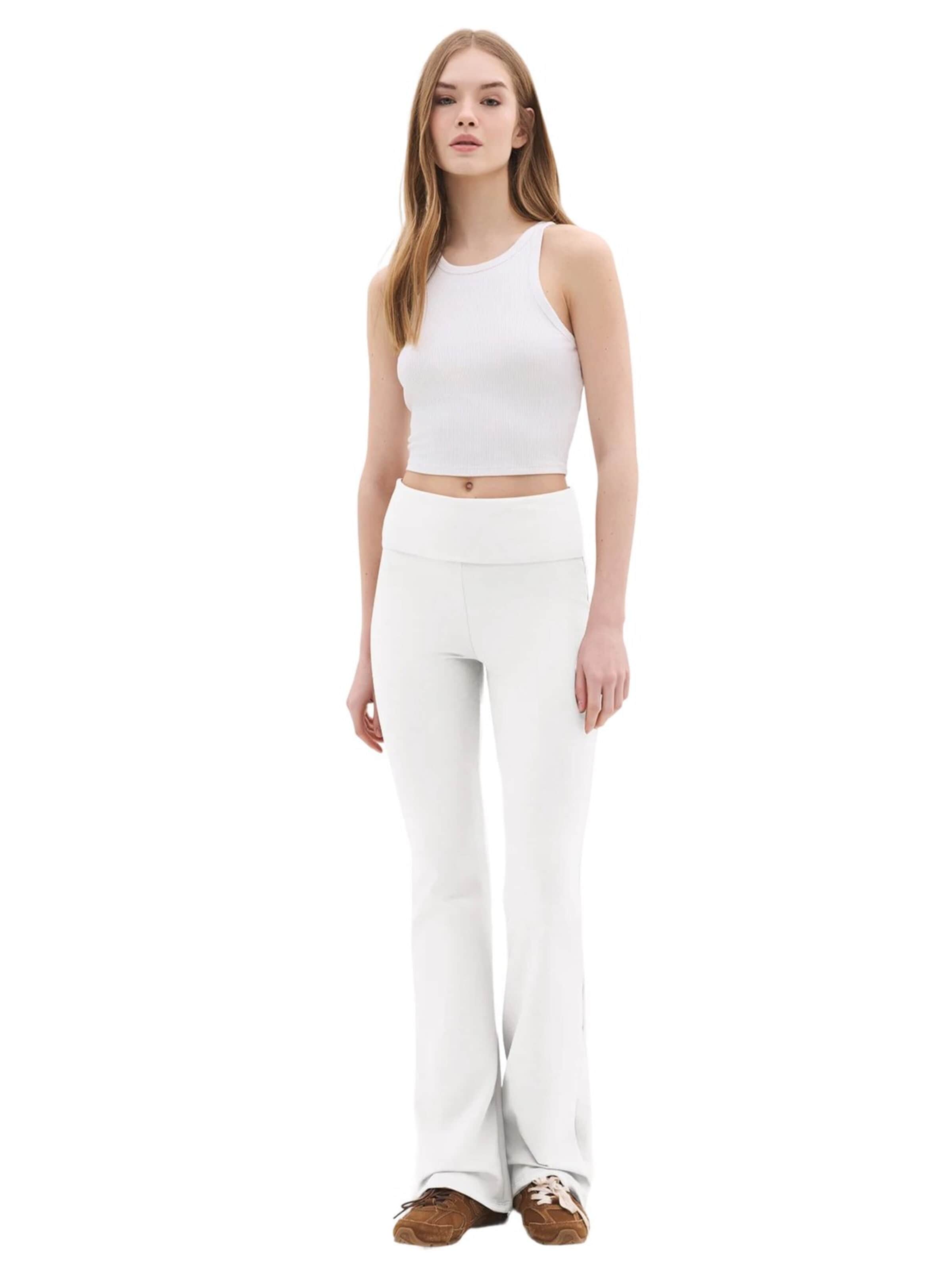 No Matter What Flared Trousers in White: front
