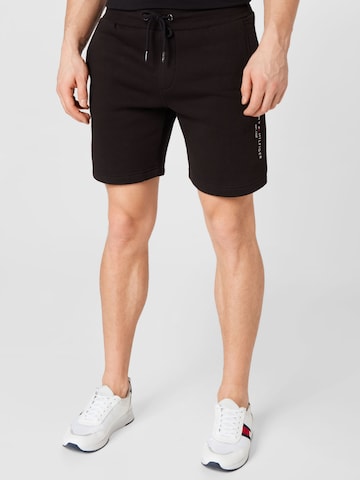 TOMMY HILFIGER Regular Trousers in Black: front
