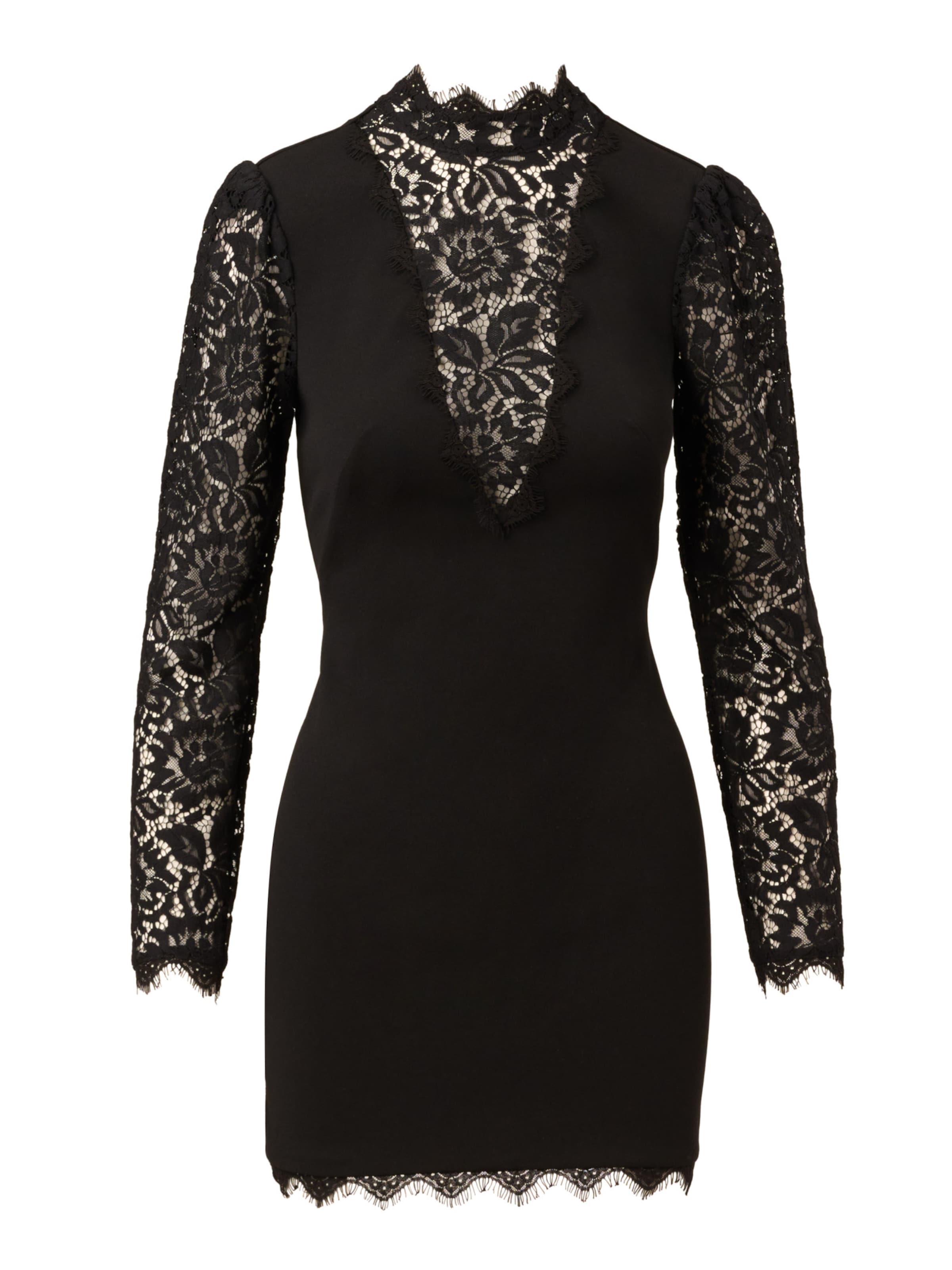 Adrianna Papell Cocktailjurk 'Lace and Crepe Short Dress' in Zwart: voorkant