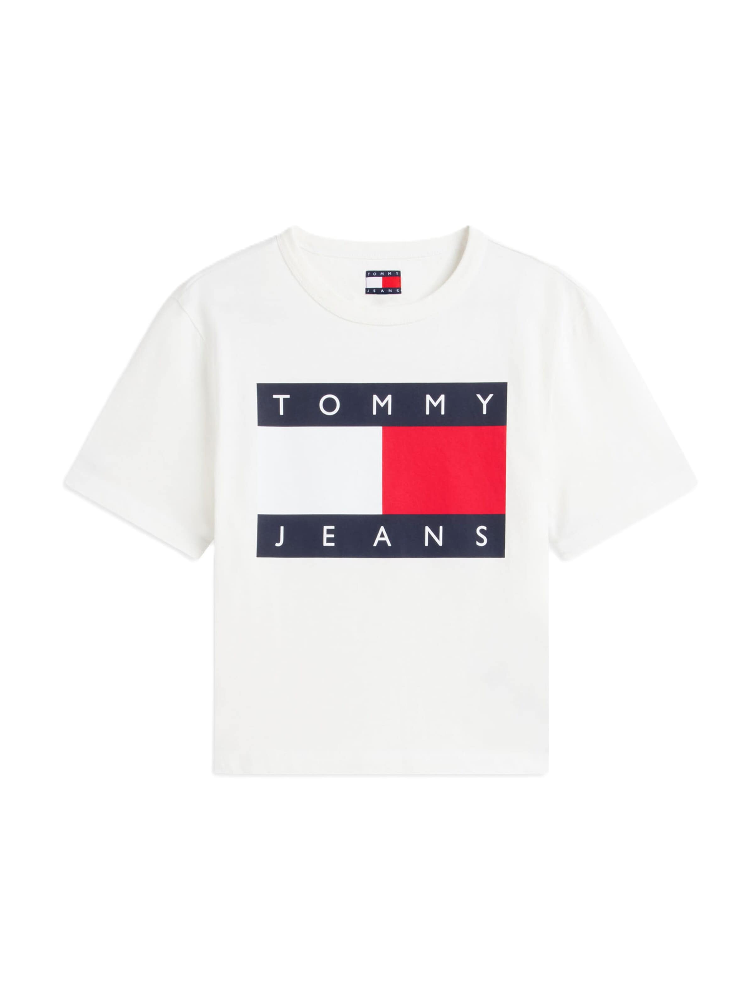 balts Tommy Jeans T-Krekls: no priekšpuses