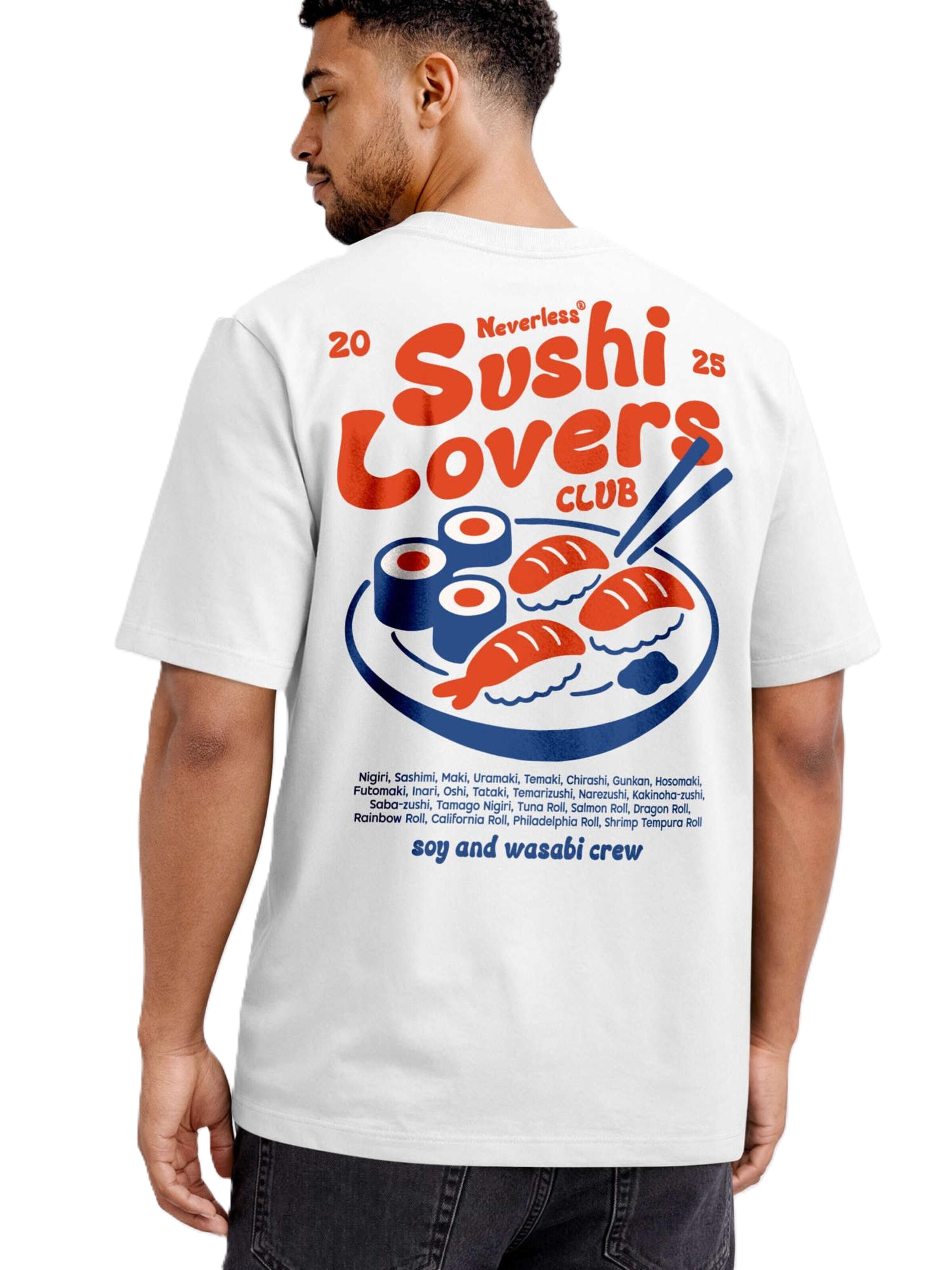 Neverless Shirt 'Sushi Lovers' in Weiß