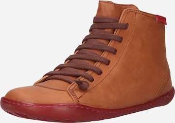 CAMPER Lace-up bootie 'Peu' in Brown: front