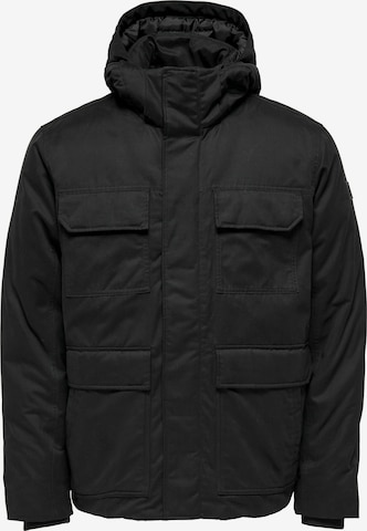 Only & Sons Winter Jacket 'Cedric' in Black: front