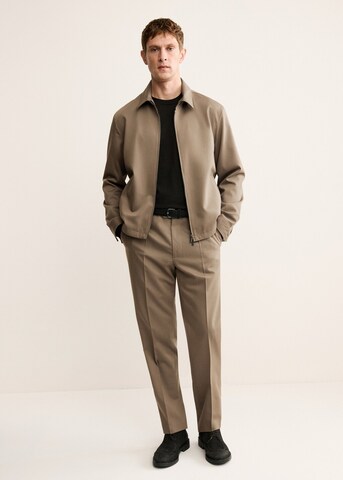 MANGO MAN Regular Pleat-Front Pants 'Ferrara' in Brown
