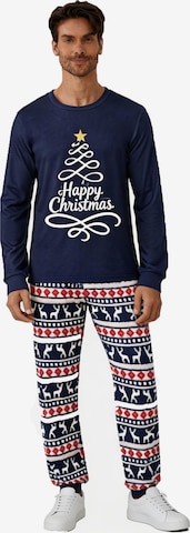 KoJooin Pajamas long 'Herren Set Weihnachten Pyjama Langarm Rundhals Rentier Muster Homewear' in Blue: front