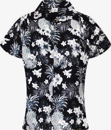 King Kameha Bluse 'Pineapple Flowers' in Grau: Vorderseite