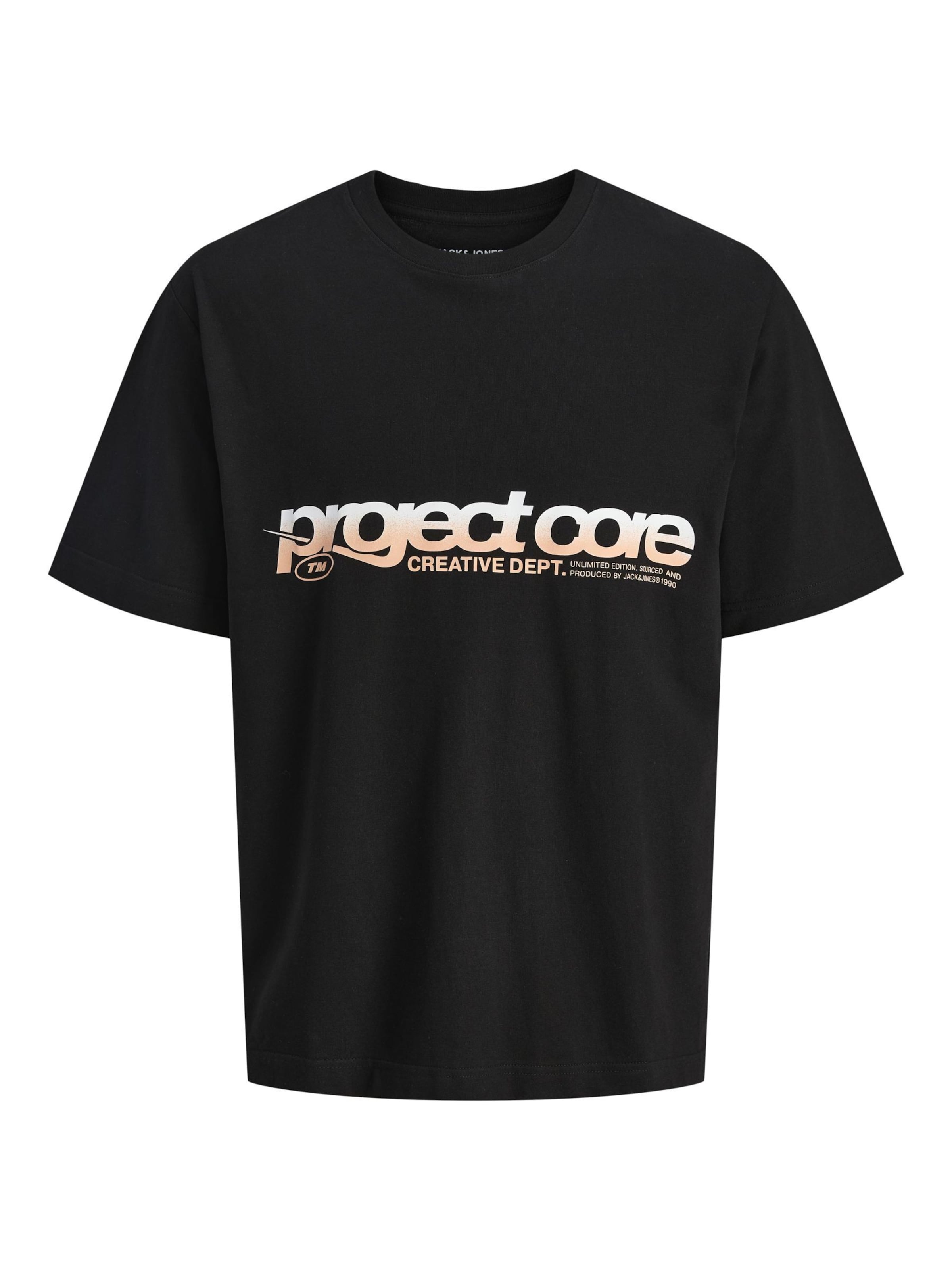 melns Jack & Jones Junior T-Krekls 'JCOUnion Summer': no priekšpuses