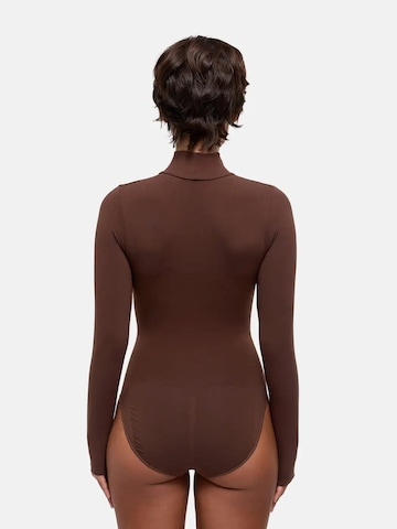 Body modellante 'Clean Longsleeve Turtleneck Sculpting Bodysuit with Slip' di cfab in marrone