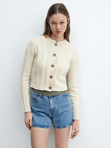 MANGO Knit Cardigan 'Clara' in Beige: front