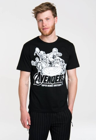 LOGOSHIRT Shirt 'Avengers' in Black: front