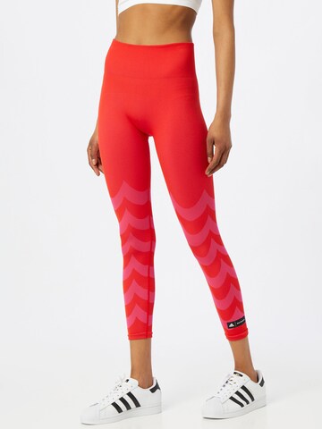 ADIDAS PERFORMANCE Skinny Workout Pants in Red: front