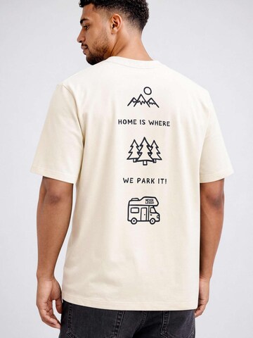 Neverless Shirt 'Minimalistic Camping' in Beige