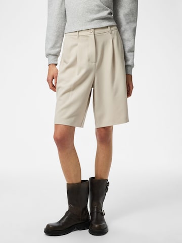 PIECES Loose fit Trousers 'PCKamil' in Beige: front