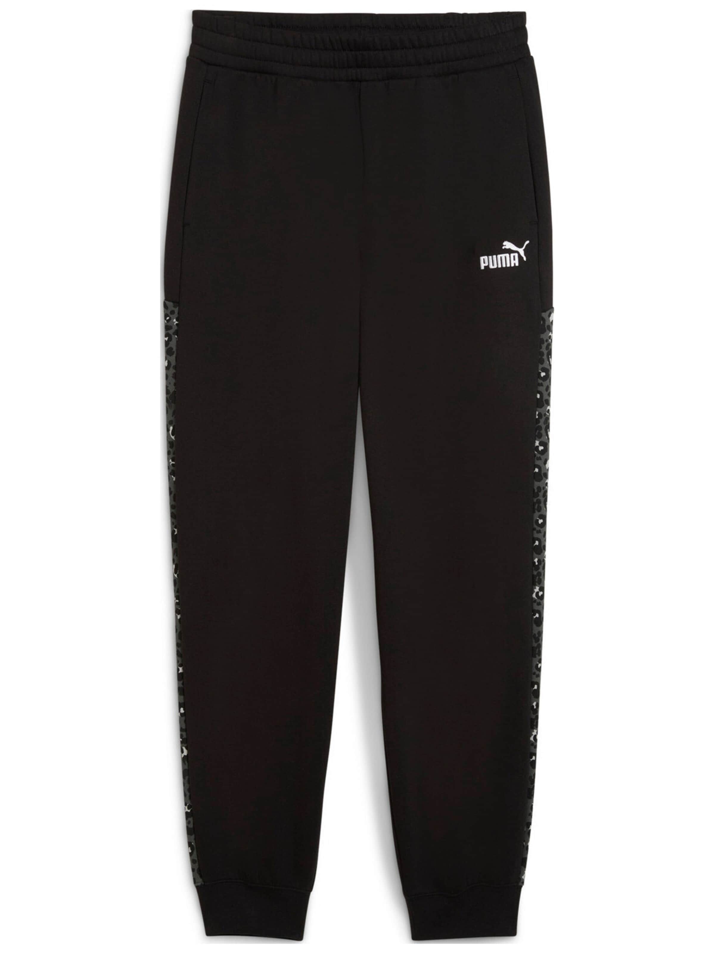 PUMA - Tapered Pantalón deportivo 'Puma Ess Graphic Animal Comfort High-waist Sweatpants' en negro: frente