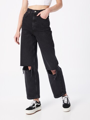 TOPSHOP Wide leg Jeans in Zwart: voorkant