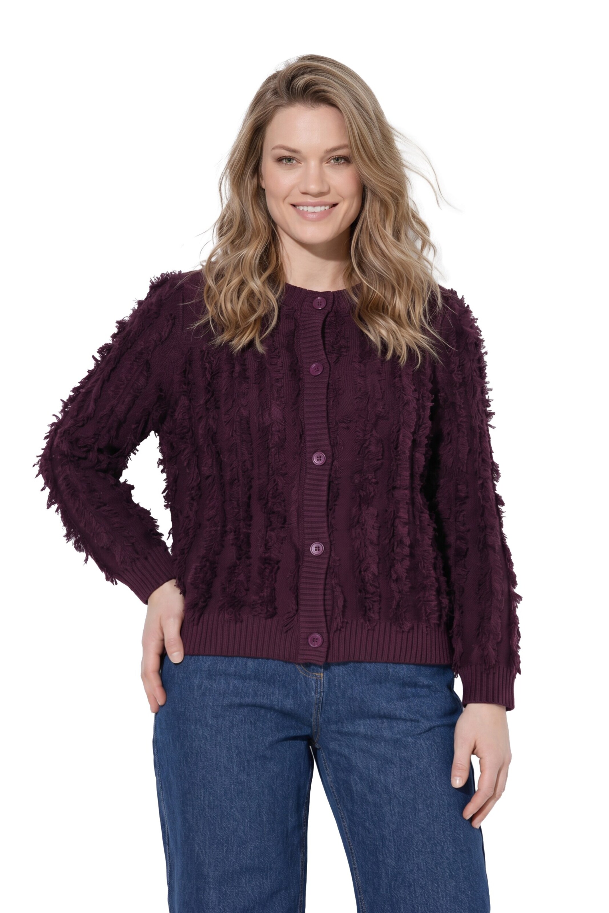 Ulla Popken Knit cardigan in Red: front