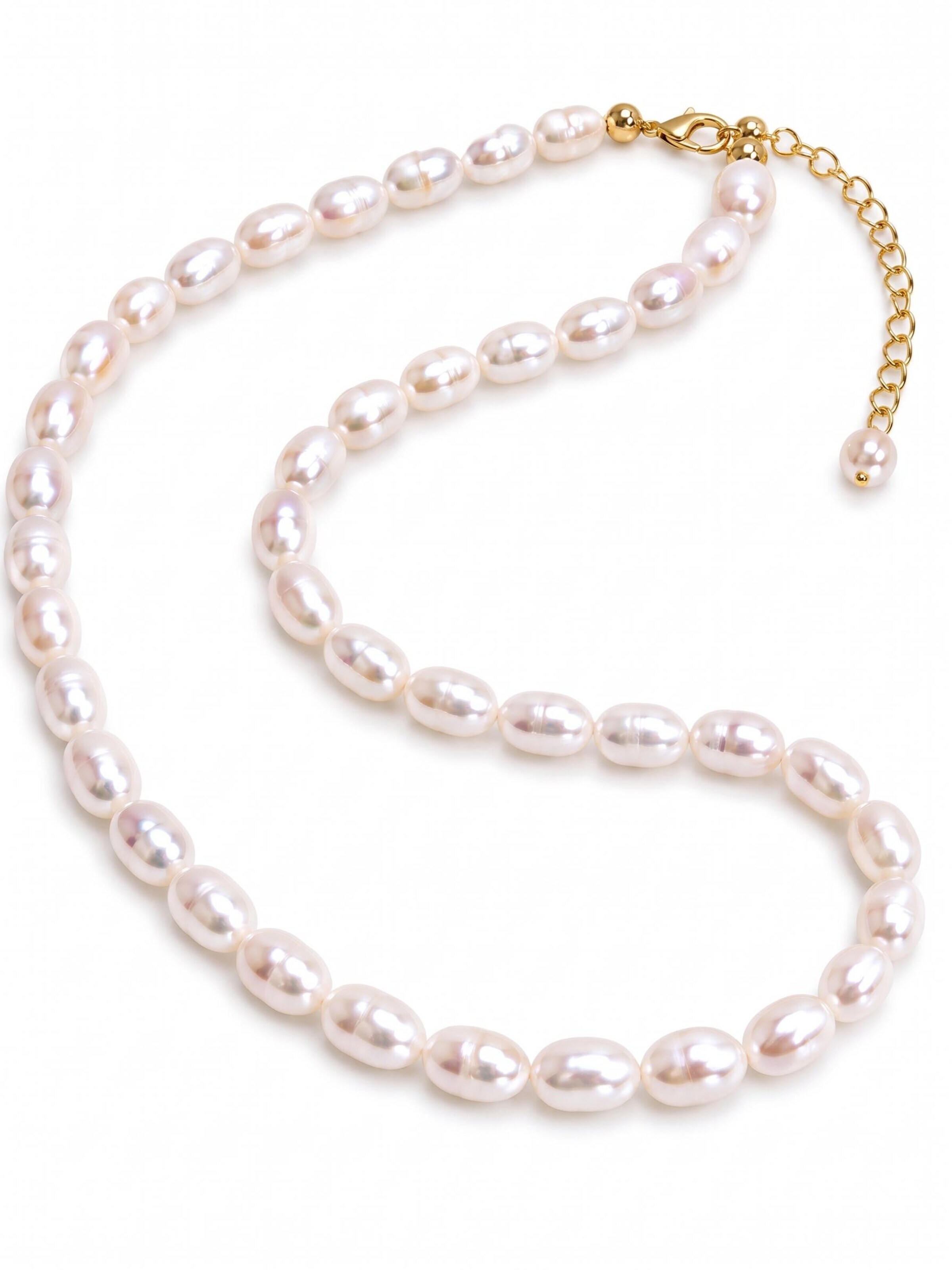 Kamakula Necklace 'Rice Pearl' in White: front