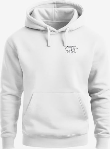 Neverless Sweatshirt 'Bär Lineart Polygon' in Weiß: Vorderseite