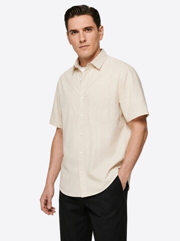 ALLTHEMEN Regular fit Button Up Shirt 'Schlicht' in Beige: front