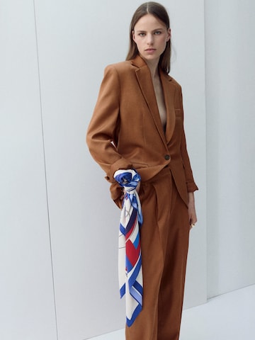 MANGO Wide leg Trousers with creases 'MINESOTA' in Red