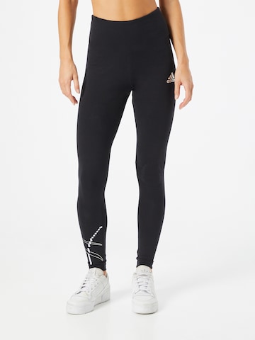 ADIDAS SPORTSWEAR Skinny Workout Pants 'Holiday Lights Graphic' in Black: front