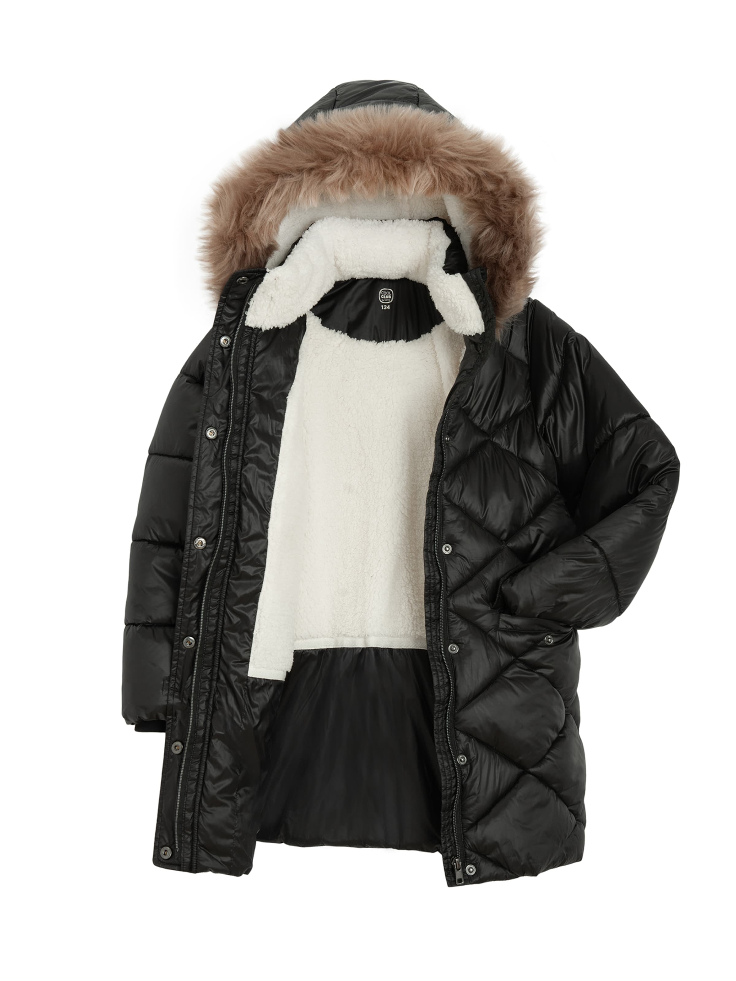 Cool Club Pitkä takki värissä musta: etupuoli